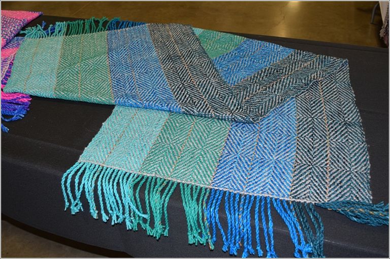 Finished shawl from Aurora Guilds team Crazy Sheep at the Wheel. Photo: Peggy Lundquist.